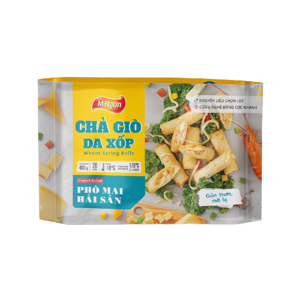 Cheese and seafood wheat spring rolls