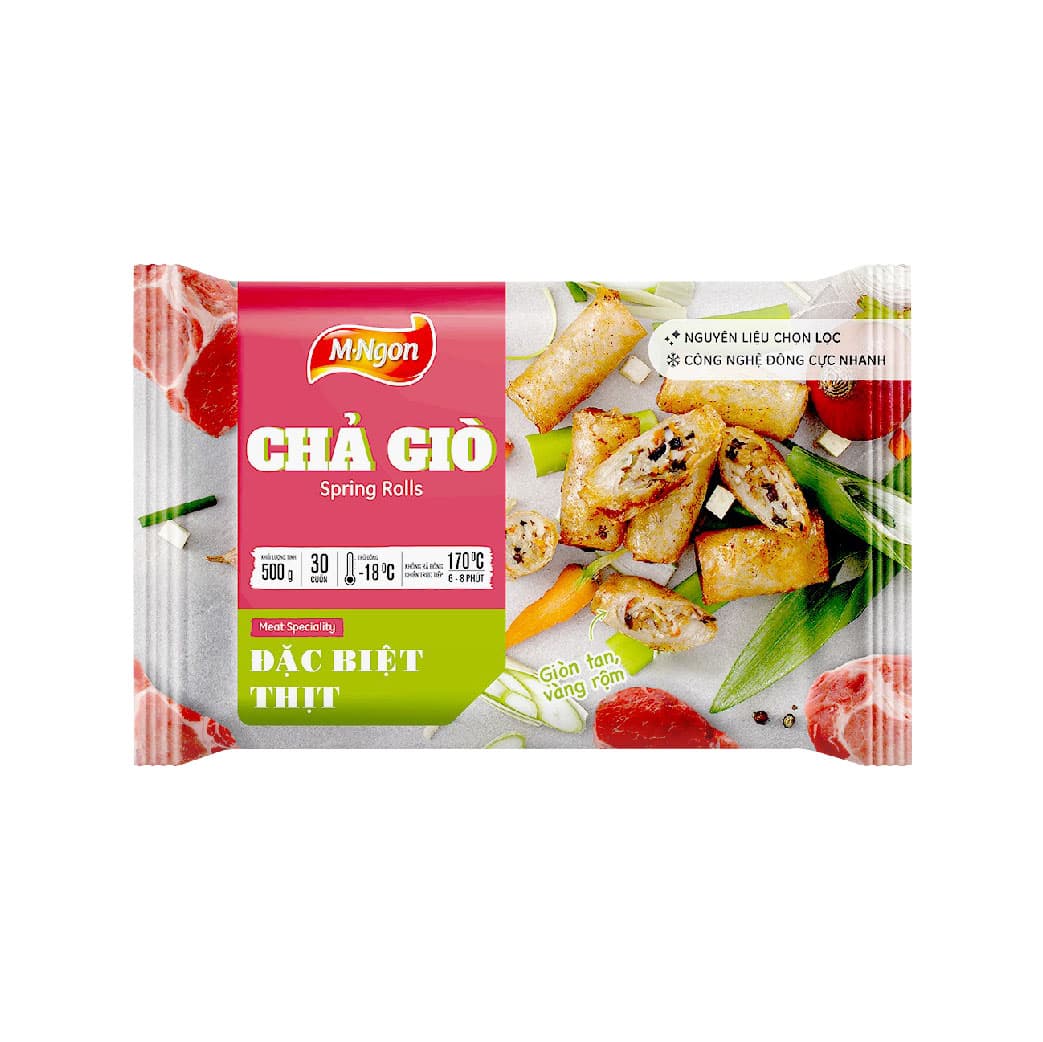 Meat speciality spring rolls